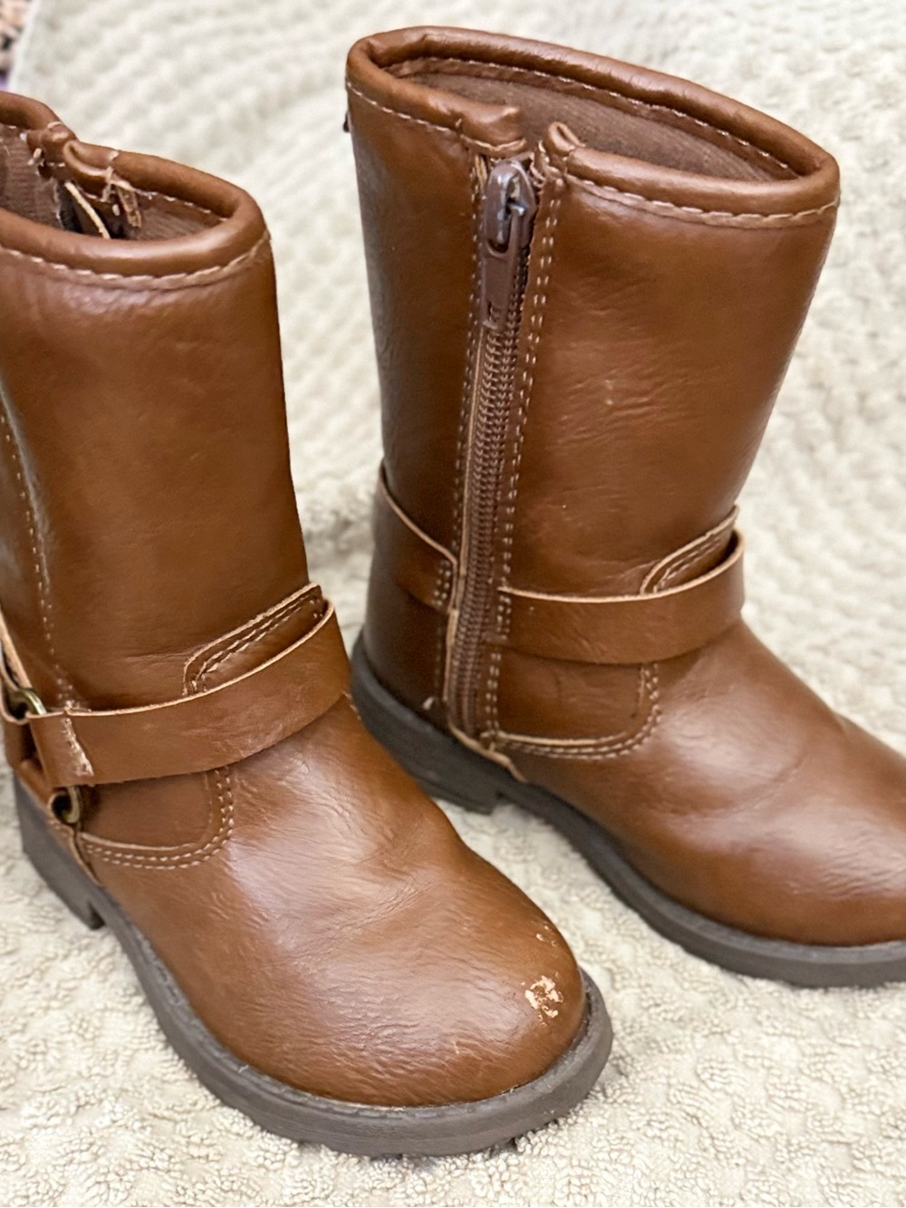 Carter's Girls' Chestnut Brown Mid-Calf Zip Boots